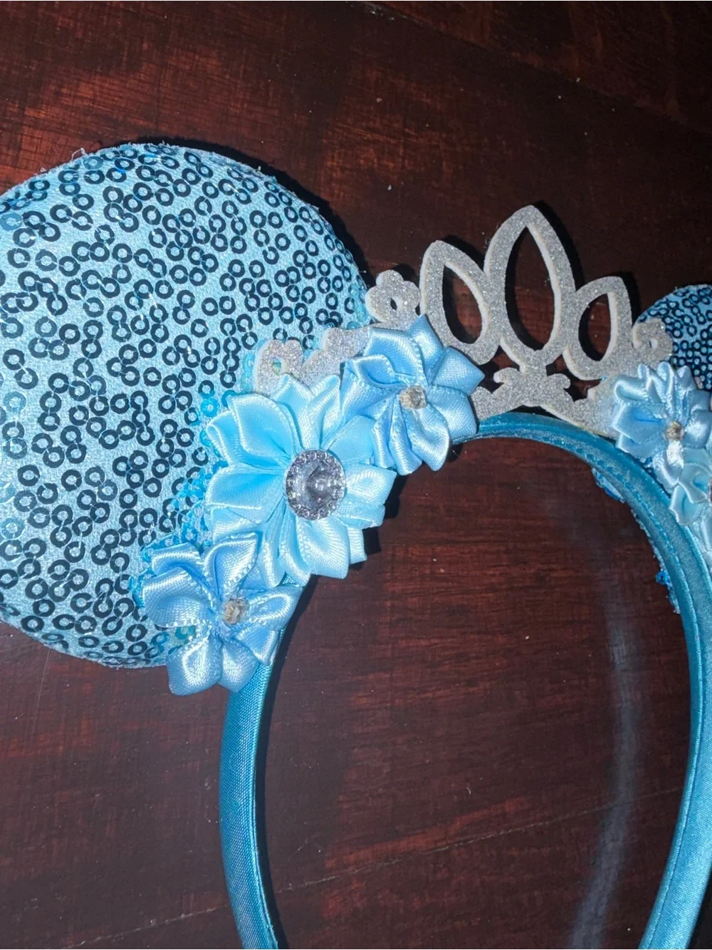 Sequin Floral Minnie Ear Headbands - Teal, Purple & Pink